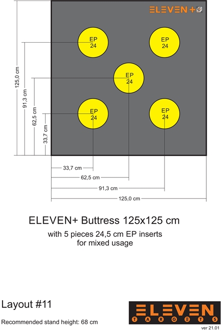 Eleven Target 25x125x125 Poly Target with 5/24.5cm EP insert